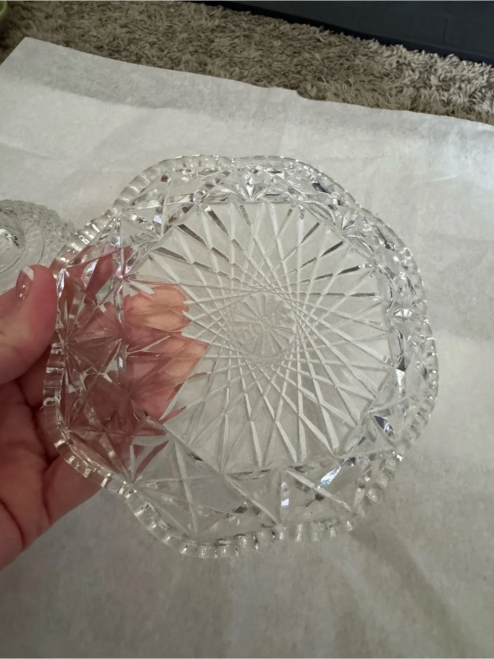 Vintage Clear Pressed Glass Round Covered Butter Dish & Underplate